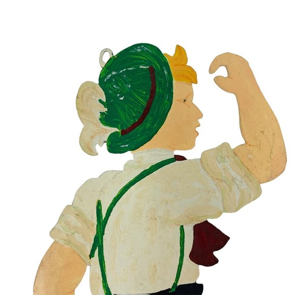 Vintage 1970s Dancing Dutch Couple Wall Hanging Handmade Metal Folk Art - Picture 2 of 8